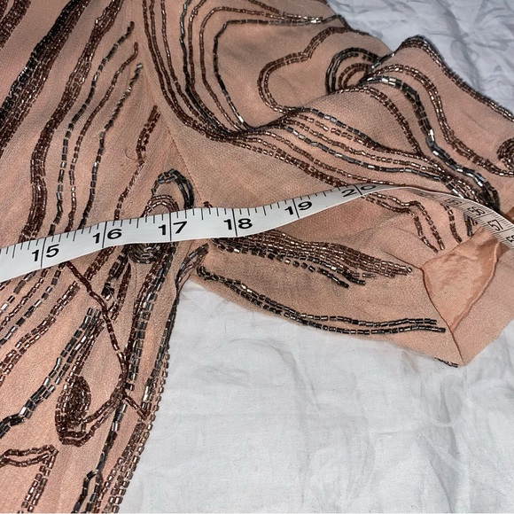 Free People Romper Plunge Beaded Pink Sparkle Women’s 6 Short Mini Dress Unique - Picture 14 of 16